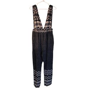 ILLA ILLA Navy and Off White Sleeveless Jumpsuit Size Large‎
